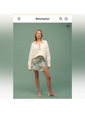 Reformation Green & Blue Floral Mini Skirt- Hillside Size 4